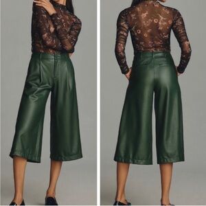 Anthropologie Dark Green Wide Leg Culottes